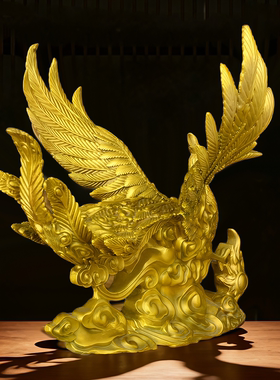 黄铜凤凰桌面摆件祝福寓意装饰品