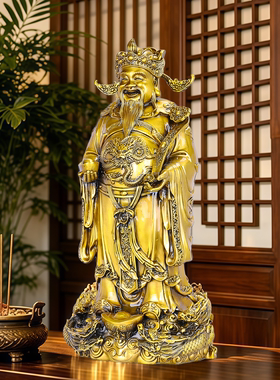 中式黄铜财神爷供奉摆件