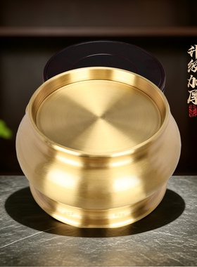铜聚宝盆无字荷花聚宝盆香炉摆件
