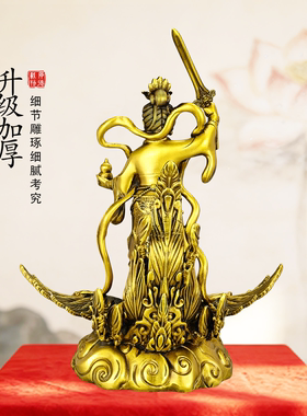 铜九天玄女站凤凰娘娘供奉工艺品