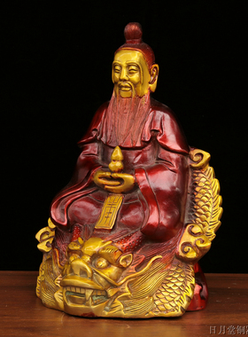 铜中式家居佛堂陆压道君道人神像