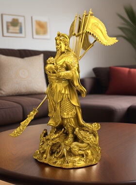 令旗佛堂神像铜提刀托宝九龙关公