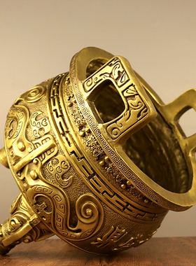 铜镇宅旺业饕餮圆鼎中式鼎盛千秋