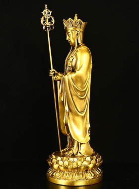 纯铜大愿地藏王菩萨站像戴帽子