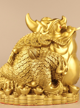 铜公母金蟾招财镇宅七星中式摆件