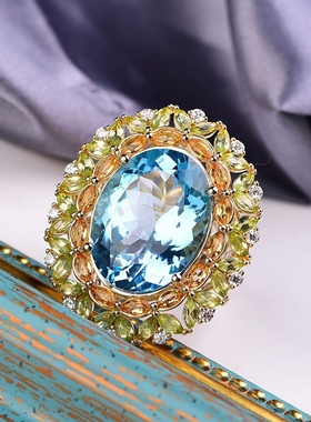 德国戒指玖让珠宝托帕石豪华纯银