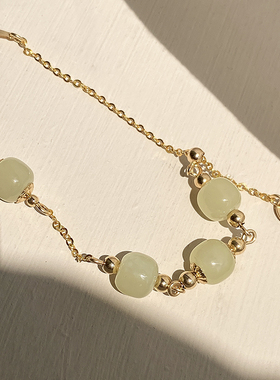 轻奢原创和田玉包金复古送礼手链