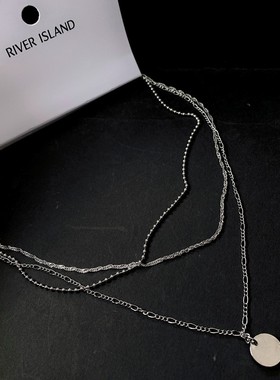 新潮原单RIVER iS*AND个性细链条豆豆链气质时髦三层叠戴锁骨项链