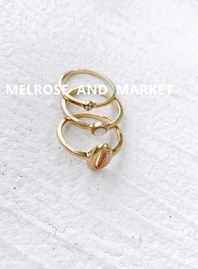 MELROSE和市场 复古哑光美国出口戒指设计师款月光石镶钻指环套装