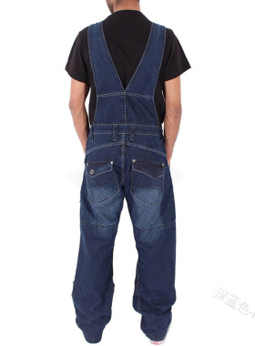 Work pants, men's denim overalls, fashion simple loose jeans