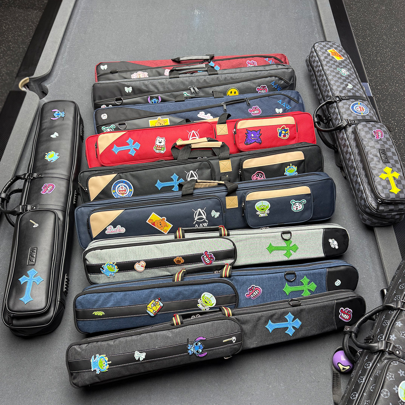 台球杆包九球大头杆包刺绣徽章桌球杆袋软包时尚冲打跳1/2器材套 - 图0