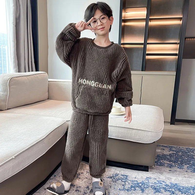 儿童睡衣法兰绒秋冬季新款大童睡衣束脚保暖珊瑚绒男童家居服套装,淘宝优惠券,粉丝福利购,淘宝优惠卷