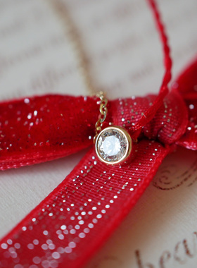 HONEY.14k纯金单钻红绳手链 k金本命年细闪不掉色金饰品 新年礼物