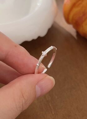 S925纯银几何开口戒指送女友