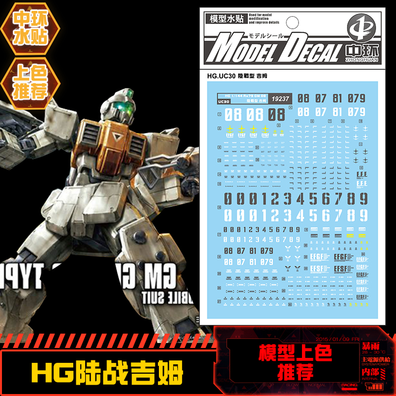 钢铁苍穹中环 237 HG 1/144 RX-79 GM08陆战吉姆专用水贴配万代-图0