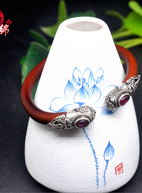 野生饰品西藏鸡血藤本命年纯银