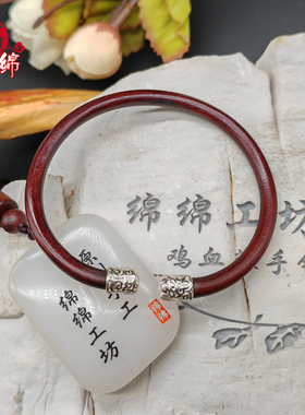 民族风女鸡血藤纯银细无节