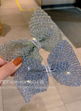 奢华水晶蝴蝶结发夹女2024新款