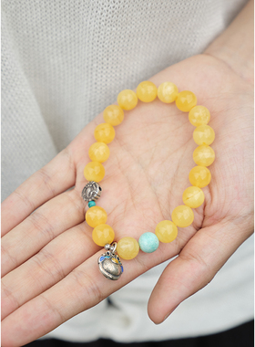 忘城文艺复古鸡油黄蜜蜡单圈手链