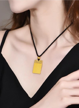 金包银祥云无事牌吊坠古法平安无事方牌实心项链男女同款