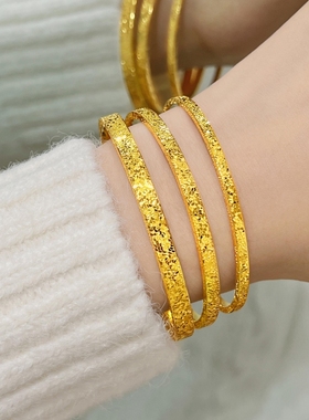 金包银碎冰冰手镯古法传承爆闪素圈实心镯子手环送女友礼物