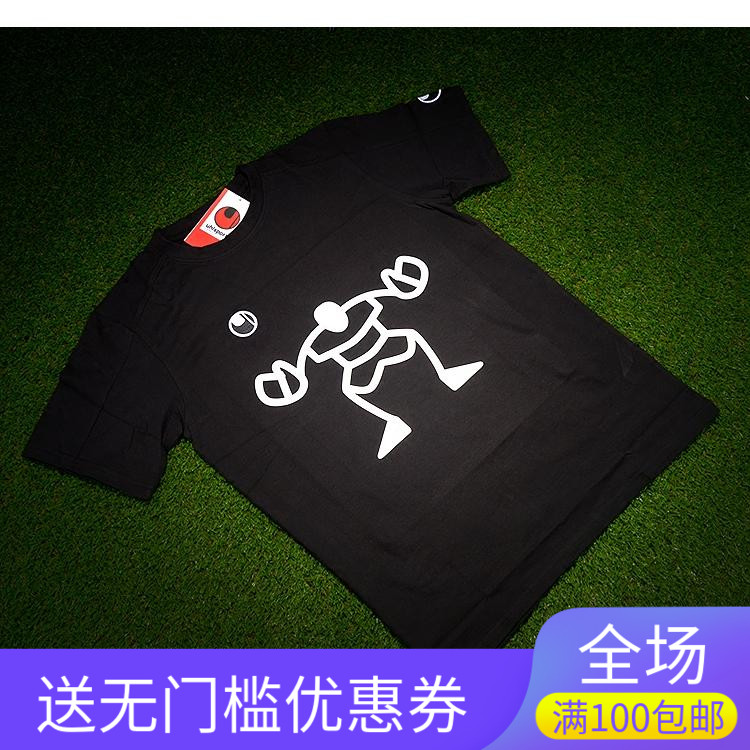 (大火足球)正品優斯寶Uhlsport黑色純棉守門員個性主題圖案T恤