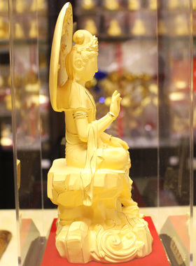 如意自在观音佛像吉祥工艺绒沙金