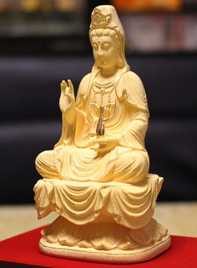 绒沙金娑婆三圣观音菩萨家居装饰