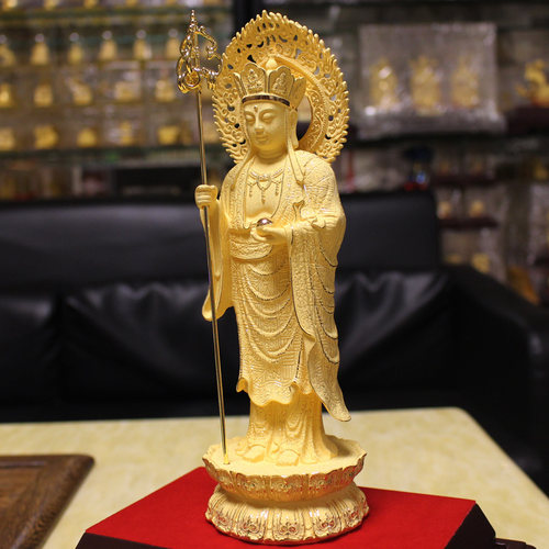 地藏王菩萨佛像摆件绒沙金九华山地藏菩萨金佛像家用装饰摆设 - 图2