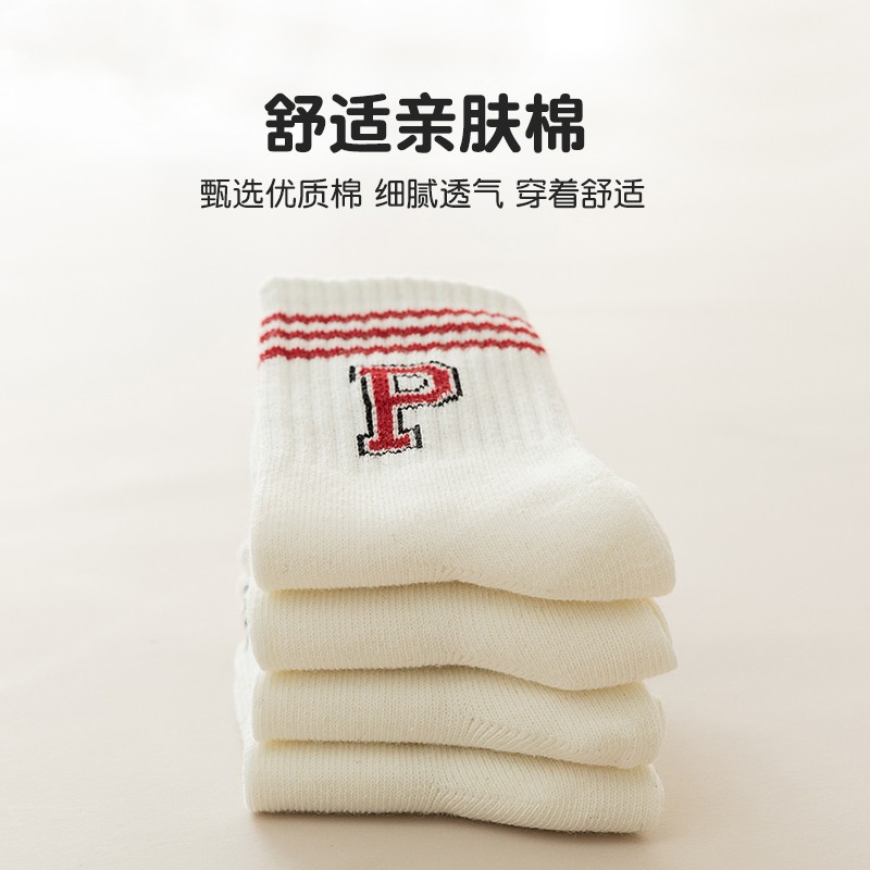儿童袜子春秋棉袜中筒袜男童韩版字母ins潮袜秋冬女童学院风棉袜 - 图2