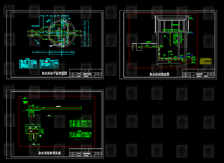 某取水泵站设计取水泵站平面布置图剖面图取消头部CAD图带说明书 - 图1