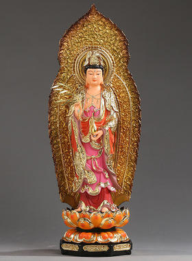 西方三圣阿弥陀佛观音大势至菩萨佛像玻璃钢定制树脂铜木雕大摆件