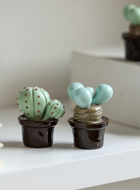 陶瓷小饰品创意卡通迷你多肉可爱家居盆栽小玩意田园装饰品礼物
