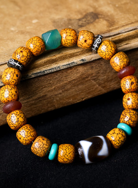2026上新开片老星月菩提籽手链原创文玩虎牙天珠手串中式风格首饰