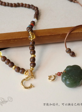 批发藏式重工手工编织项链绳一线沉香木和田玉万能吊坠绳女男