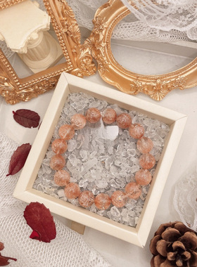 正宗烟花铜超七手串水晶手链兔毛啊塞半宝盆高冰花粉色招财礼盒