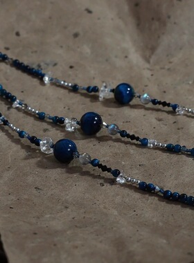 岁有小安·送你一颗深沉的小星星蓝虎眼石灰月光石白水项链毛衣链