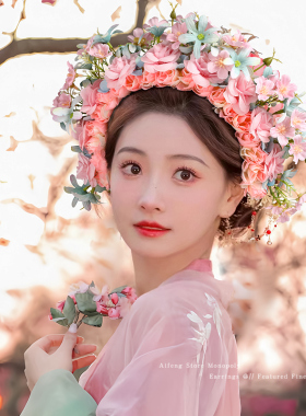 手工簪花汉服发箍成人女款2026新款头花环饰成品新中式风头箍发卡