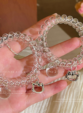 透明电话线kt猫手链两用发绳