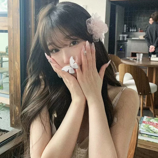 花头饰花朵发夹发卡欧根纱氛围感侧边夹粉色仙女中秋发饰海边配饰