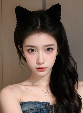 韩式可爱毛绒猫耳朵发箍