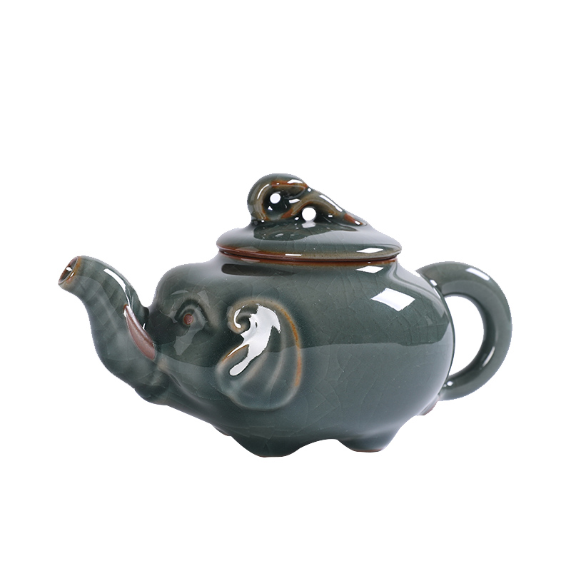 中式陶瓷单壶复古哥窑功夫小茶壶ml汝窑开片大象壶茶具配件泡茶器