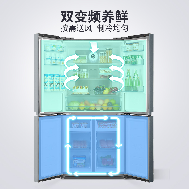 十字对开四开门变频智能风冷无霜家用电冰箱 E 465WTPZM BCD 美 十字对开四开门变频智能风冷无霜家用电冰箱 E 465WTPZM BCD 美