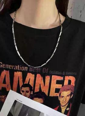 银色菱形钛钢项链男女潮牌百搭高级设计感锁骨链轻奢小众链子配饰