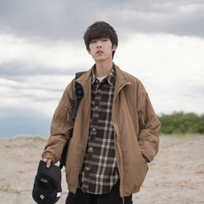 Куртка e禾子秋装男士立领夹克刺绣贴标复古休闲百搭少年感学生外套潮牌