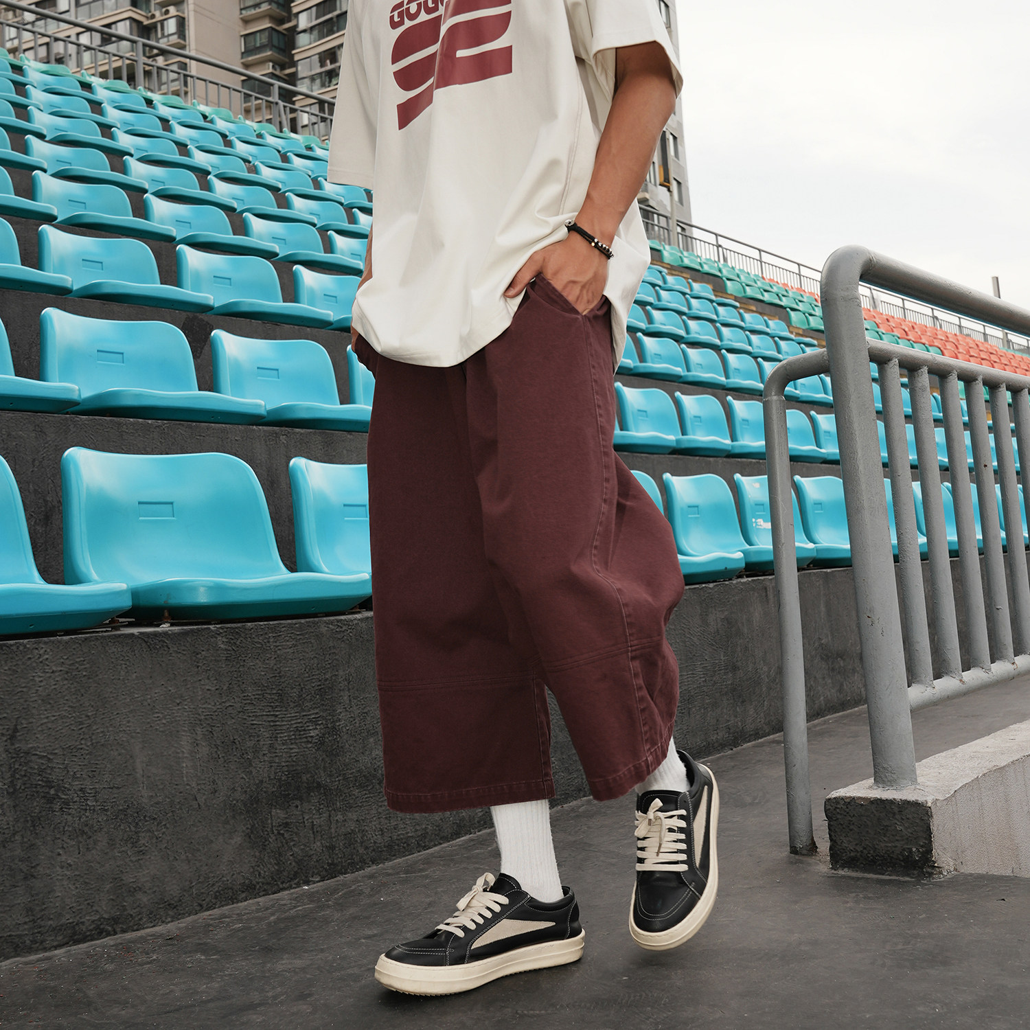 GOGOSOON夏季新款休闲七分裤男280g全棉做旧阔腿青少年直筒裤子Q,淘宝优惠券,粉丝福利购,淘宝优惠卷