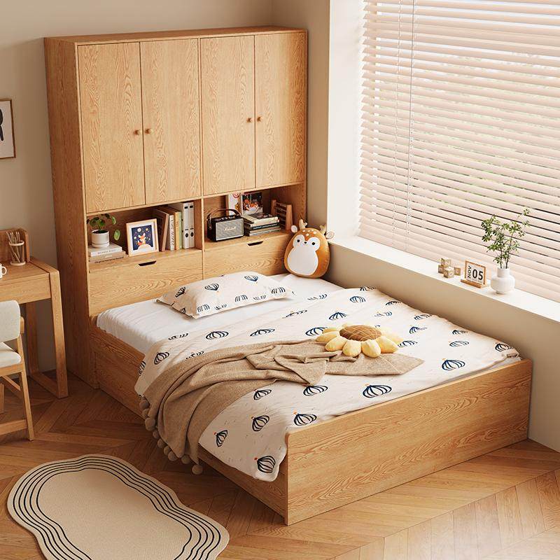 实木儿童衣柜床男孩女孩榻榻米单人小户型储物一体组合高箱床,淘宝优惠券,粉丝福利购,淘宝优惠卷