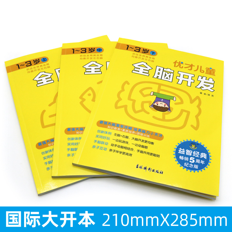 优才儿童全脑开发(1-3岁上中下) 幼儿益智思维训练书籍 专注力训练大书儿童左右脑培养教材幼儿园老师推荐亲子读物早教童书 - 图0