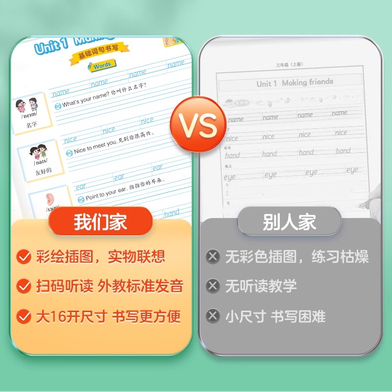 小学生英语衡水体同步字帖 语文英语一二三四五六年级上下册人教PEP版语文生字同步练字帖华夏万卷写字课课练三步写好规范字硬笔 - 图3