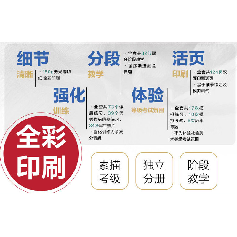 素描考级基础教程 静物几何体石膏头像1-10级3本套装 文轩网旗舰店 画画入门自学零基础中小学生美术考级教材入门教程书 素描书籍